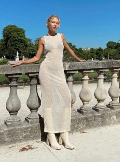 Princess Polly Performer Knit Maxi Dress Cream