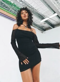 Princess Polly Tisha Off The Shoulder Mini Dress Black