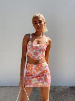 Ilina Mid Rise Mini Skirt Floral