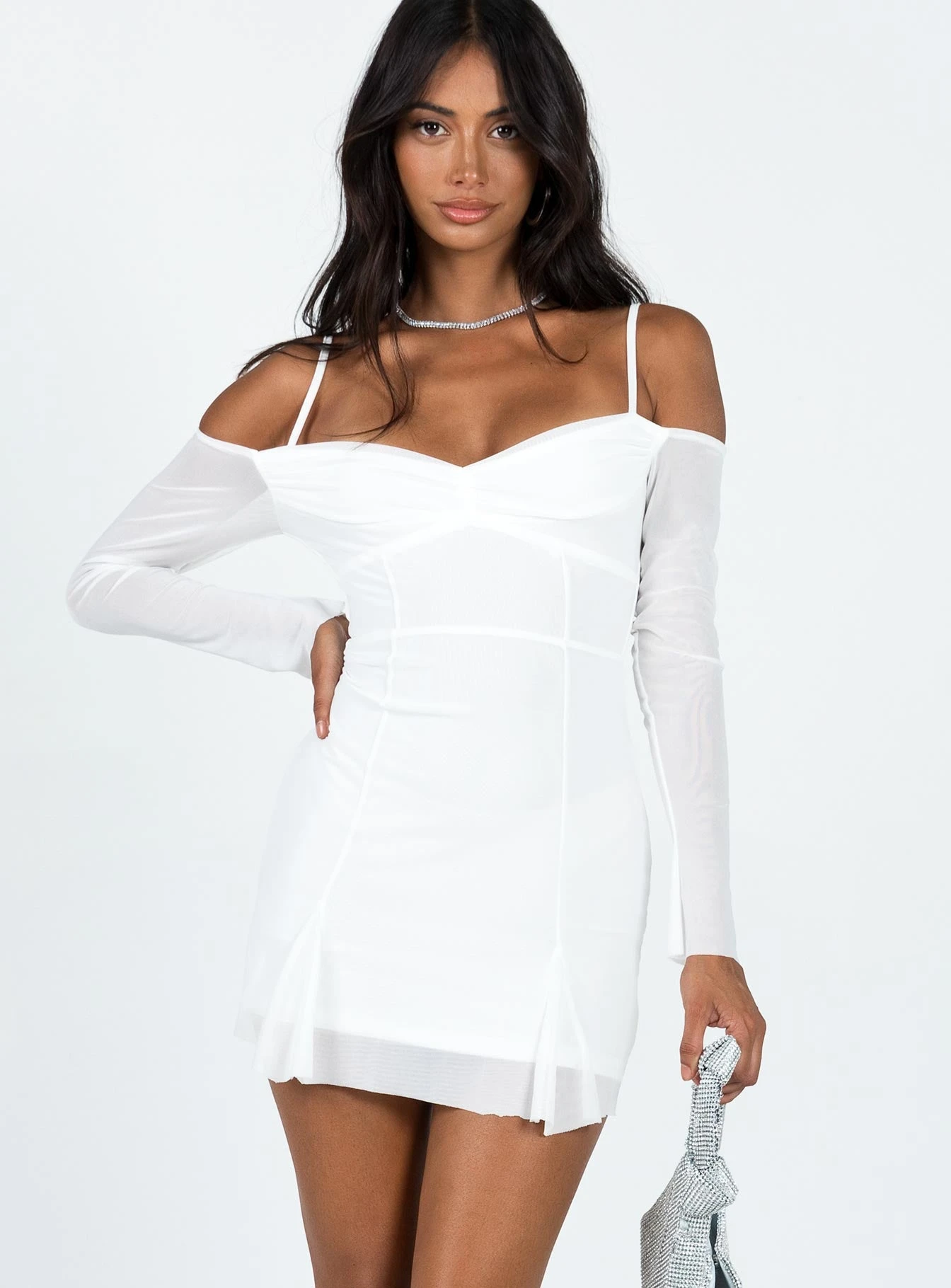 Viva Long Sleeve Mini Dress White 2 Viva Long Sleeve Mini Dress White - Image 2
