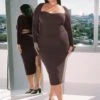 Nolan Midi Dress Brown Curve 13 Nolan Midi Dress Brown Curve -Princess Polly Sales Store 1 modelinfo Javi us14 17629bd9 8186 46e4 8776 d66a6443b738