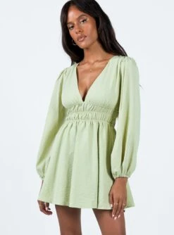 Princess Polly Marsia Long Sleeve Mini Dress Sage