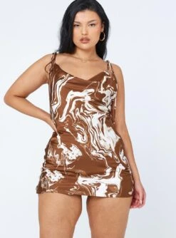 Princess Polly Cherish Mini Dress Brown Swirl