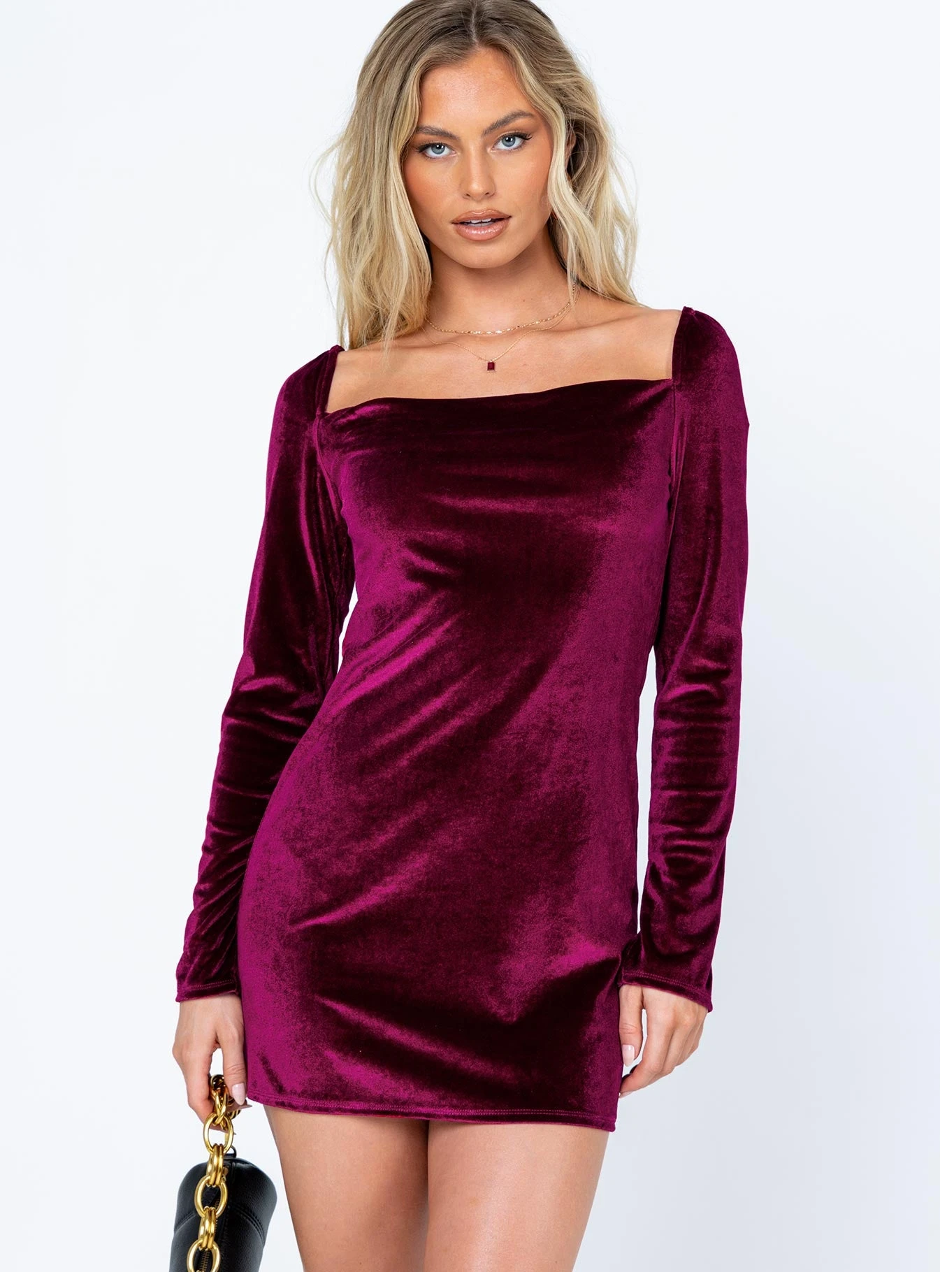 Princess Polly Star Power Velvet Mini Dress Burgundy 2 Princess Polly Star Power Velvet Mini Dress Burgundy - Image 2
