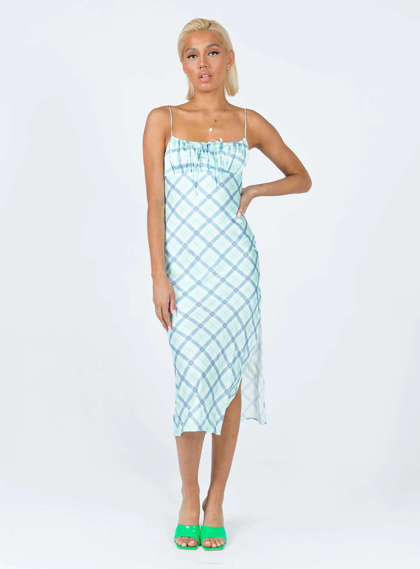 Princess Polly Kirra Midi Dress Green / Blue 1 Princess Polly Kirra Midi Dress Green / Blue