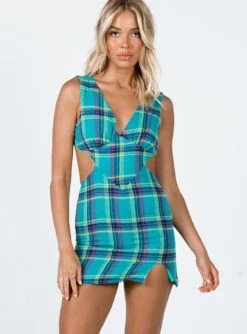 Princess Polly Emeri Mini Dress Green Check