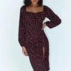 Princess Polly Ezra Long Sleeve Midi Dress Black / Red -Princess Polly Sales Store 1 modelinfo chloe us2 9