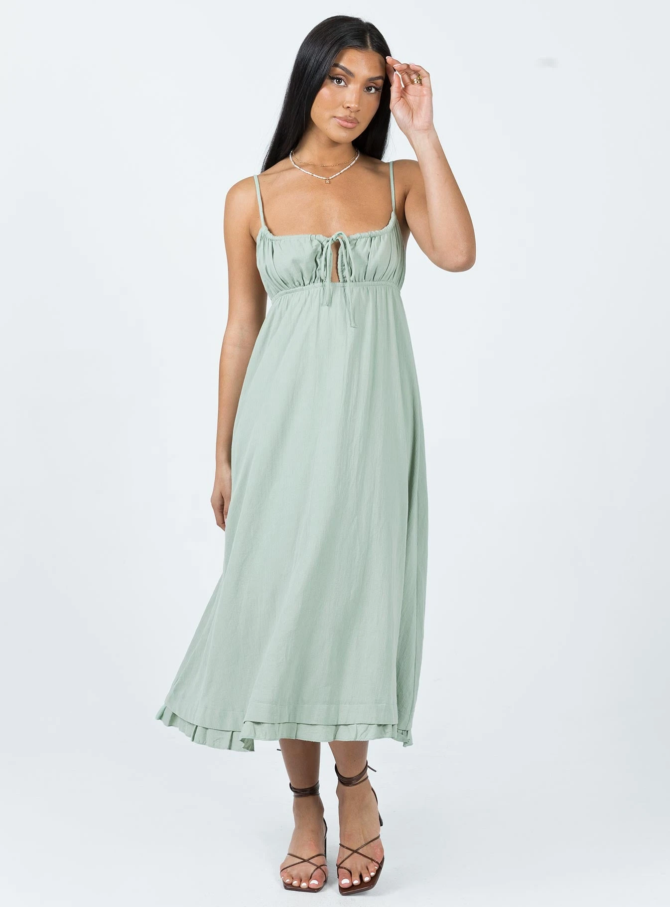 Princess Polly Empress Of Love Midi Dress Sage 2 Princess Polly Empress Of Love Midi Dress Sage - Image 2