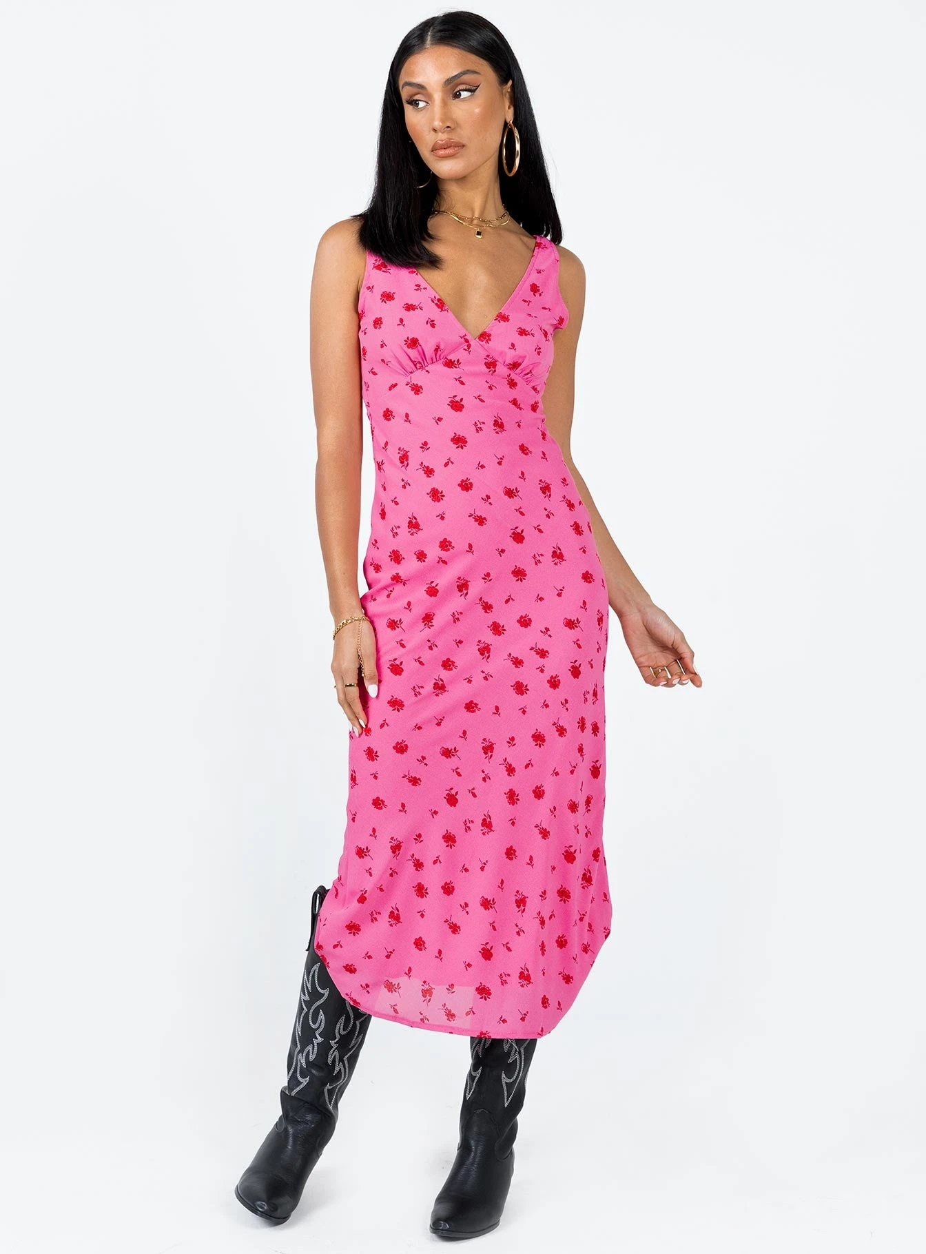 Princess Polly Sariah Midi Dress Pink Floral 2 Princess Polly Sariah Midi Dress Pink Floral - Image 2