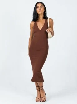 Princess Polly Aditya Midi Dress Brown