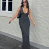 Princess Polly Nellie Maxi Dress Black Polka Dot -Princess Polly Sales Store 1 modelinfo emilyfernandezz us6