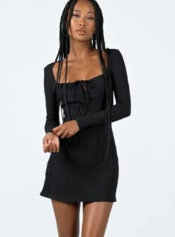 Princess Polly Normandy Long Sleeve Mini Dress Black