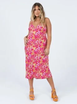 Aria Midi Dress Pink Multi