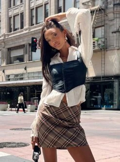 Princess Polly Darwin Mini Skirt Brown Multi