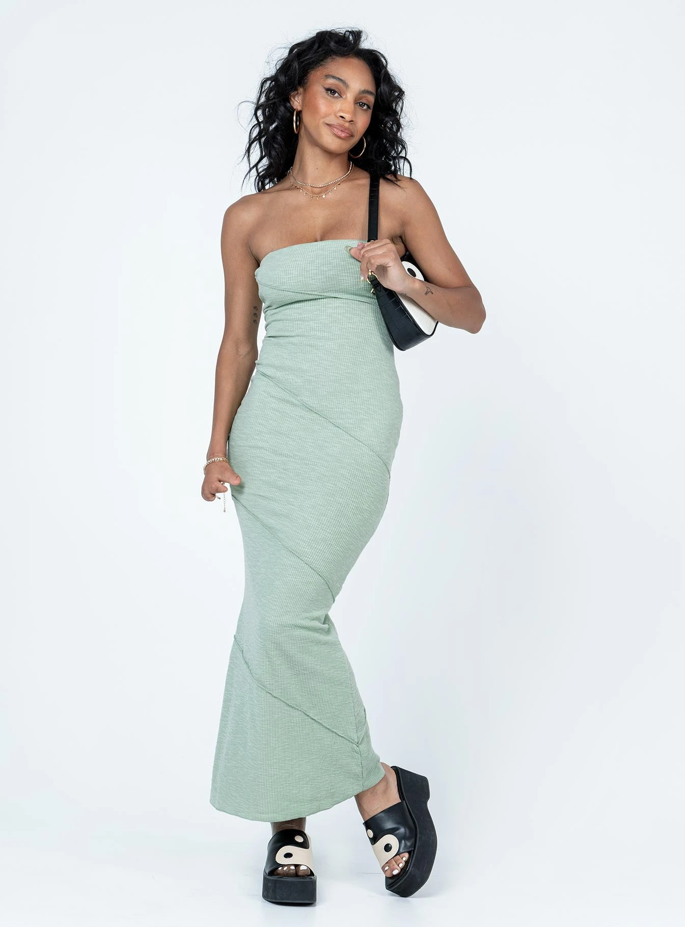 Princess Polly Oscar Midi Dress Sage Green 2 Princess Polly Oscar Midi Dress Sage Green - Image 2