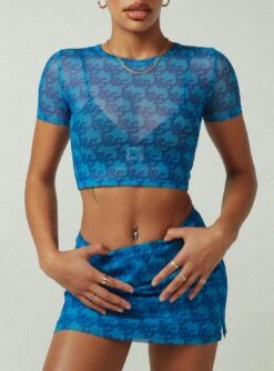 JGR & STN Cassie Micro Skirt Blue -Princess Polly Sales Store 1 modelinfo model us4 a5764238 0967 4454 87b5 13fe7d71636e