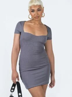 Princess Polly Nolan Short Sleeve Mini Dress Slate