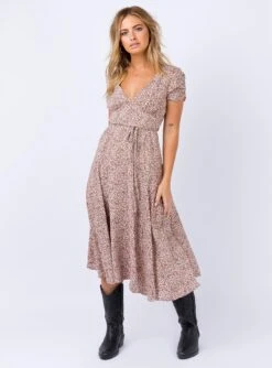 Princess Polly Falleni Midi Dress Red/White