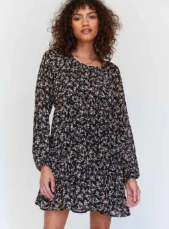 Princess Polly Polina Mini Dress Black Floral