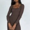 Princess Polly Denielle Mini Dress Chocolate -Princess Polly Sales Store 1 655d1b80 c7c7 4114 970d 849abf7ededd