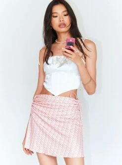 Princess Polly Charlotte Ruched Mini Skirt Pink