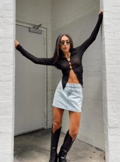 Princess Polly Organic Cotton Blend Althea Ultra Mini Denim Skirt