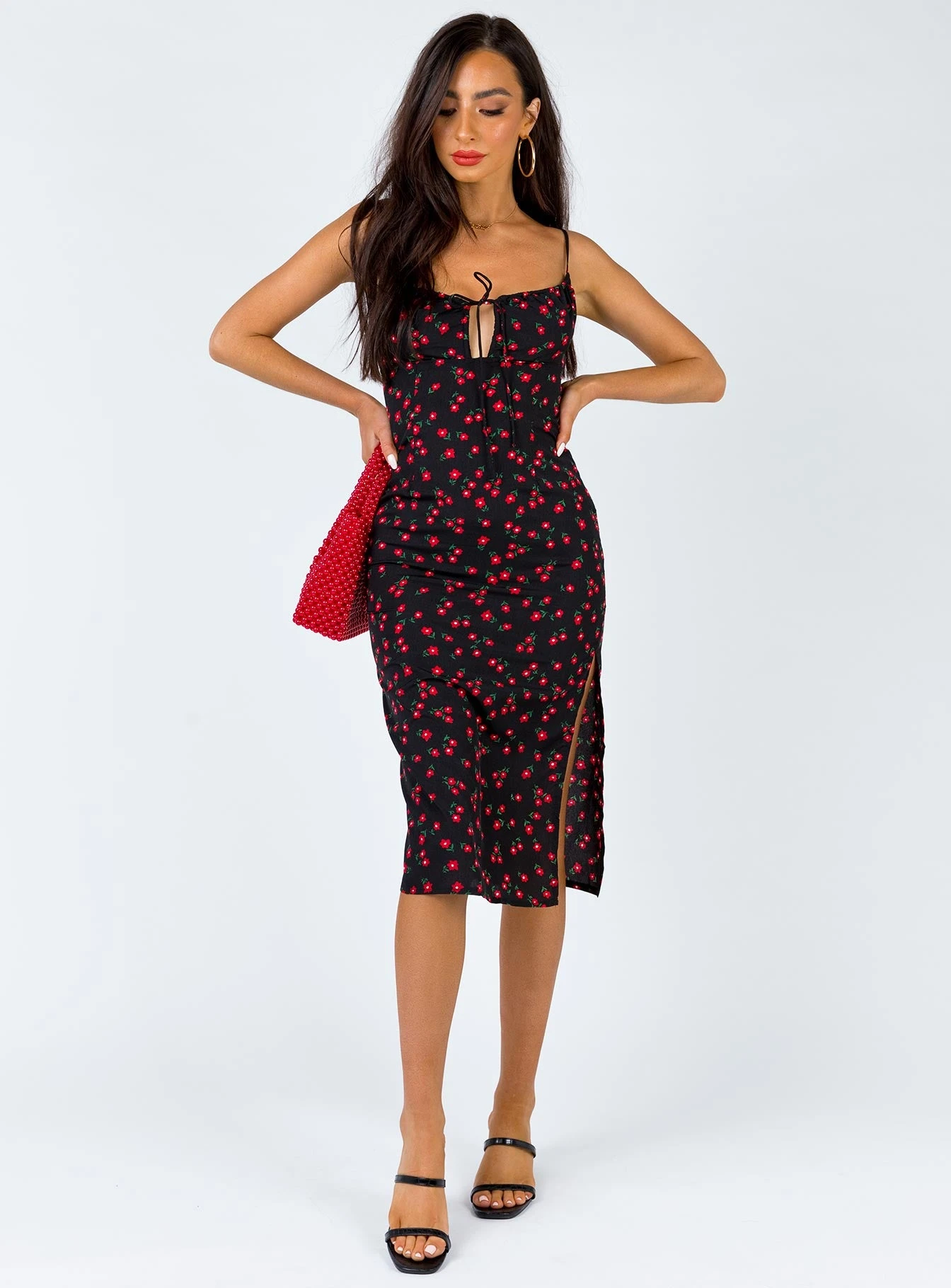 Princess Polly Noda Midi Dress Black/Red 5 Princess Polly Noda Midi Dress Black/Red - Image 5