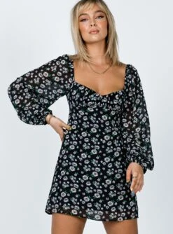 Princess Polly Delaney Long Sleeve Mini Dress Black