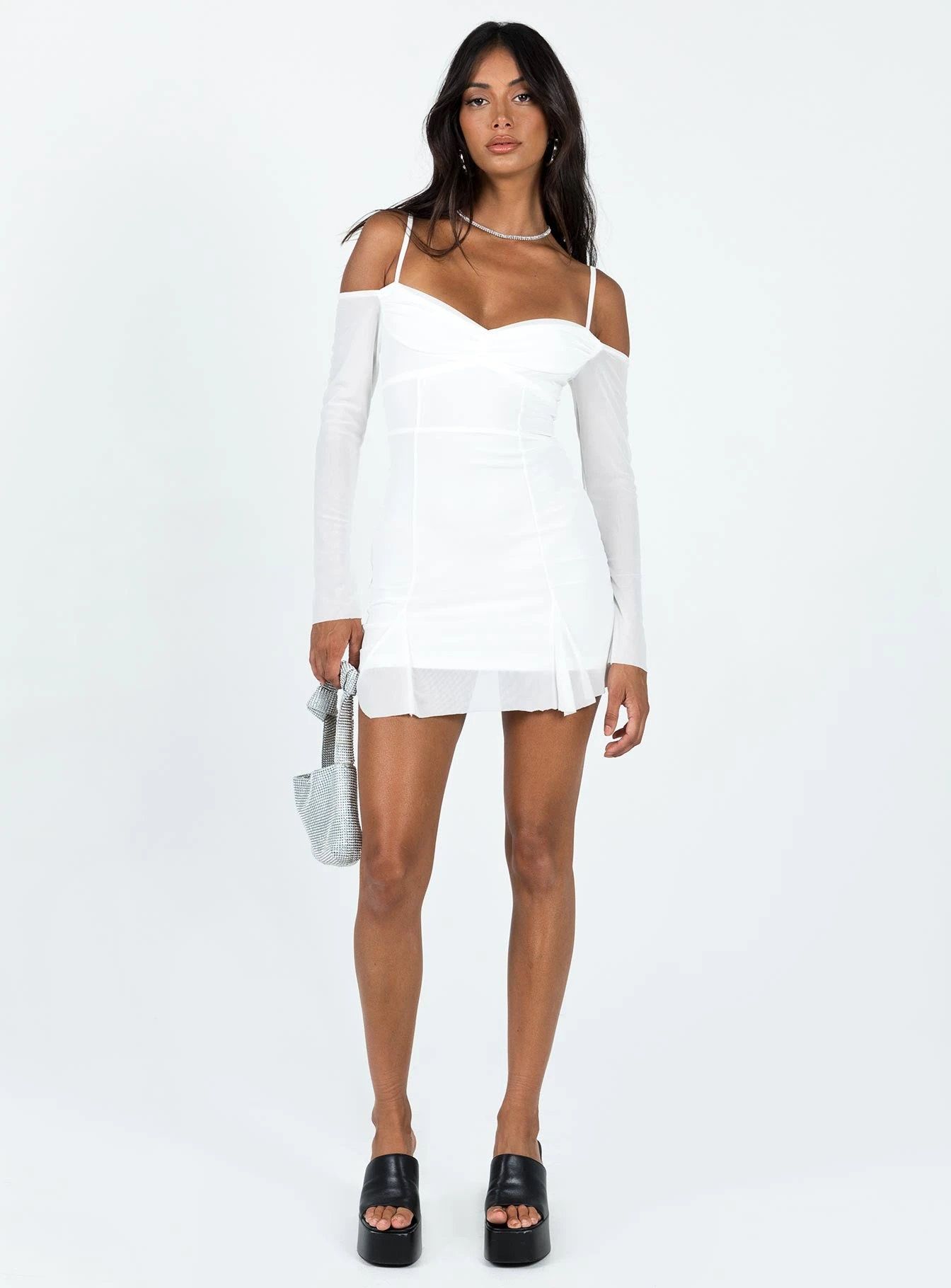 Viva Long Sleeve Mini Dress White 3 Viva Long Sleeve Mini Dress White - Image 3