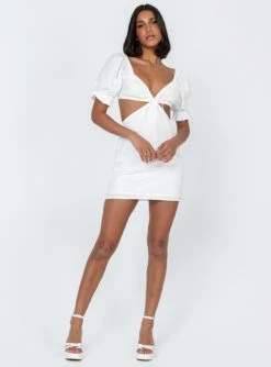 Princess Polly Shantel Mini Dress White -Princess Polly Sales Store 2 modelinfo Chiara us2 97967870 eb03 49a5 aaa9 380c81c9d10f