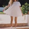 Princess Polly Pelton Mini Dress White -Princess Polly Sales Store 2 modelinfo ashley us2 2904b80d 0929 4f4b 9980 3a56369601da