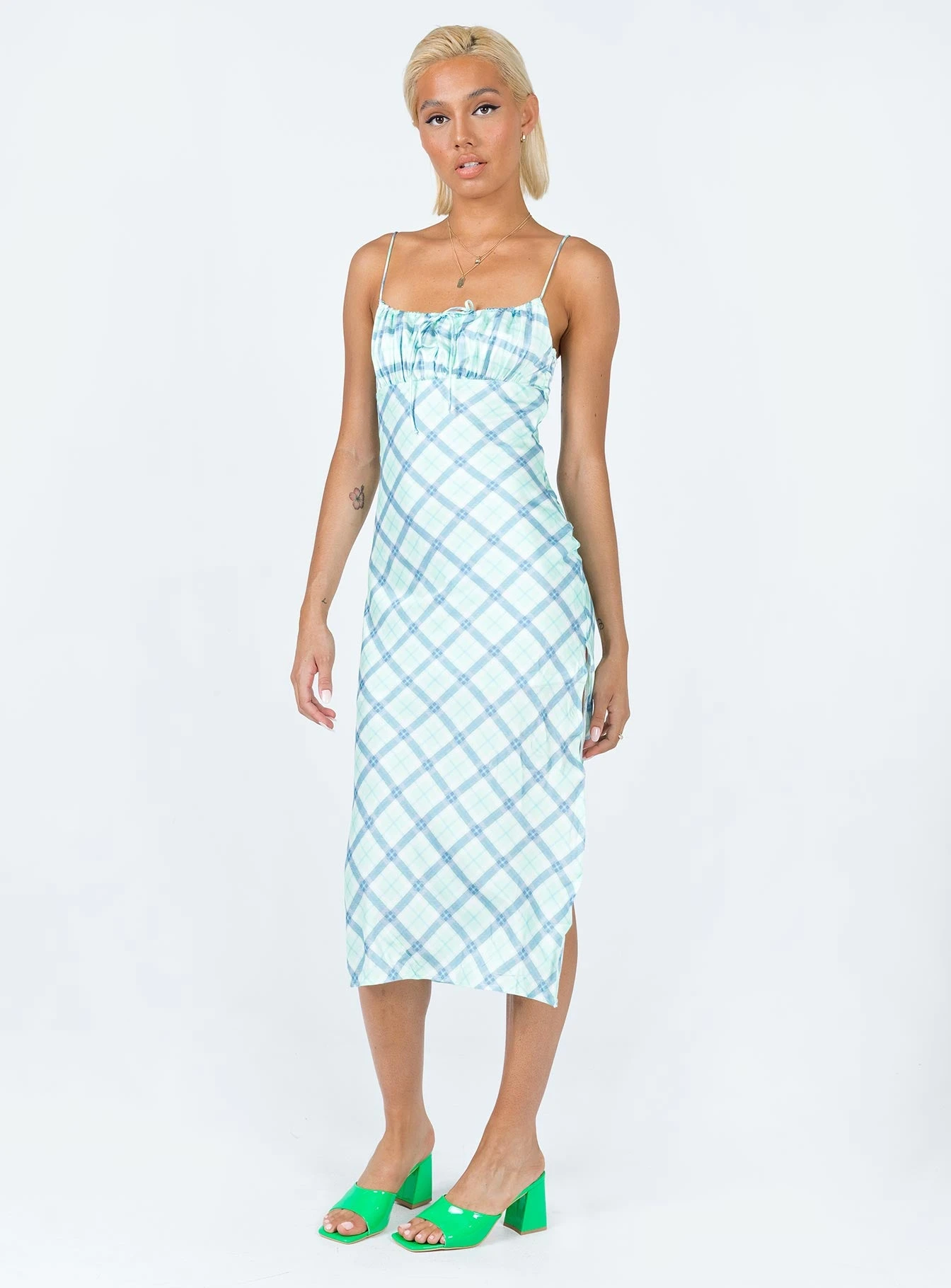 Princess Polly Kirra Midi Dress Green / Blue 2 Princess Polly Kirra Midi Dress Green / Blue - Image 2