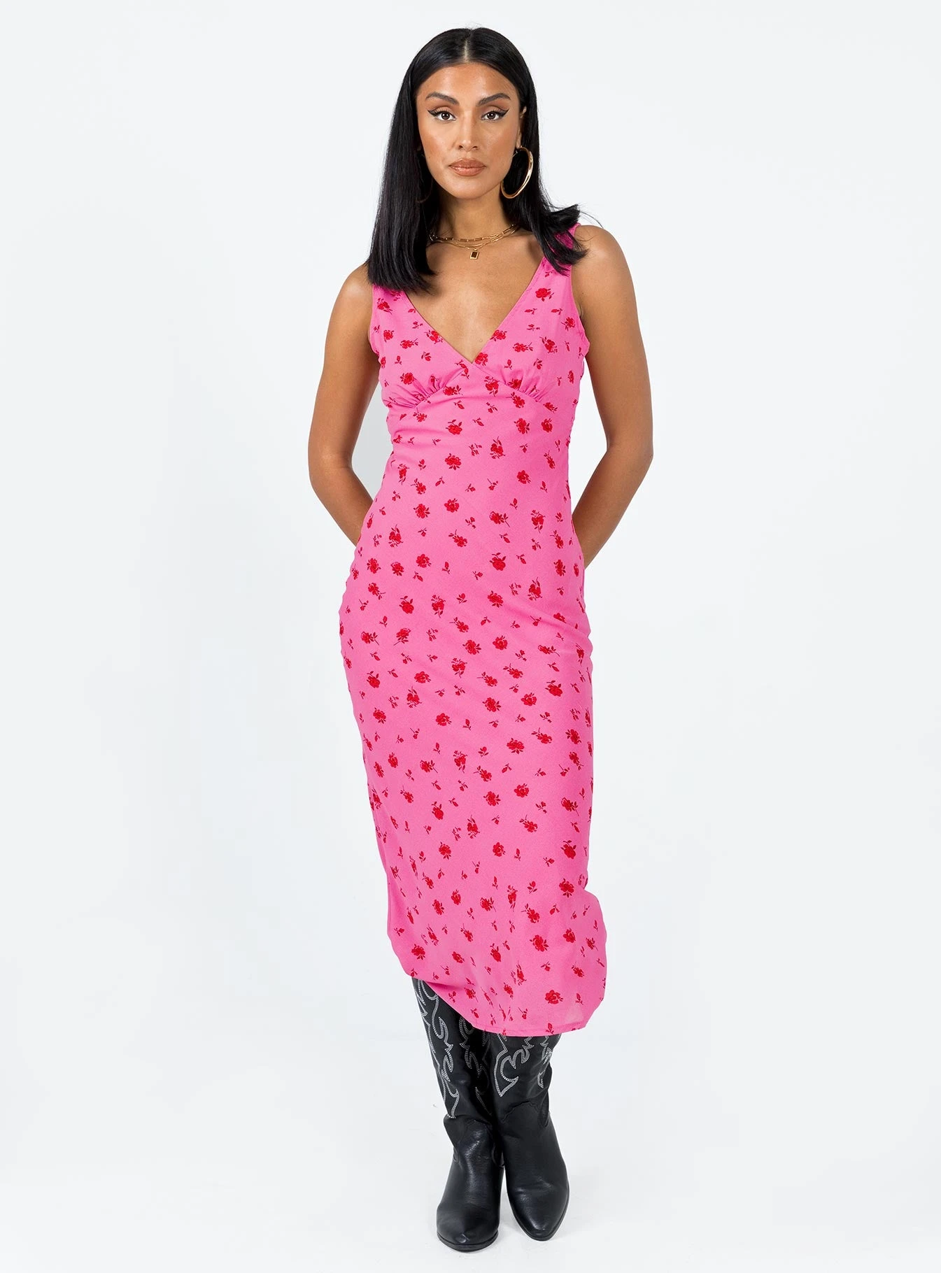 Princess Polly Sariah Midi Dress Pink Floral 3 Princess Polly Sariah Midi Dress Pink Floral - Image 3