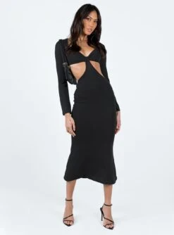Princess Polly Jocelyn Cut Out Long Sleeve Midi Dress Black -Princess Polly Sales Store 2 modelinfo josephine us2 c128cfbc d75b 4a5f a729 0b075d24bce5