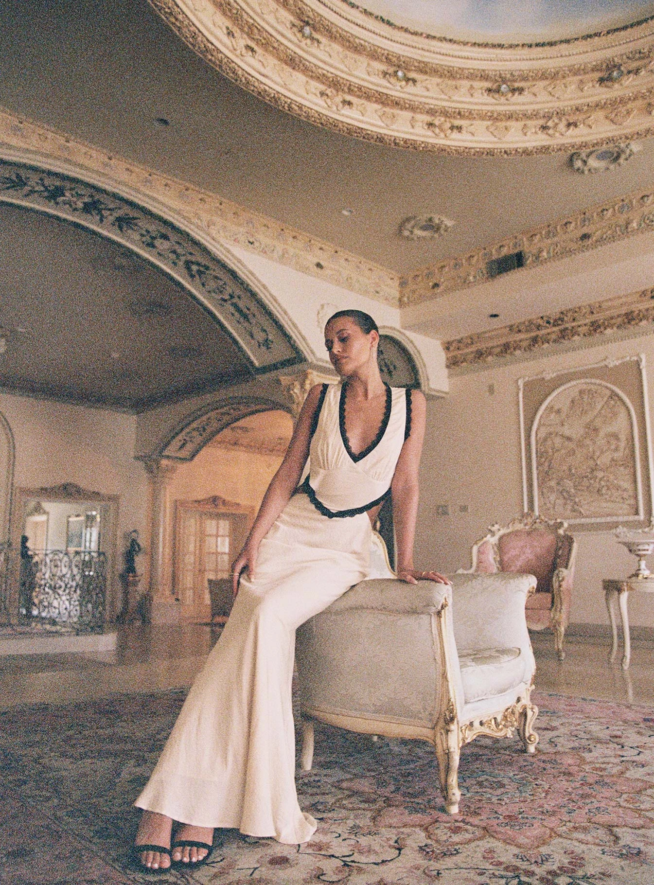 Princess Polly Keila Lace Trim Maxi Dress Cream / Black 2 Princess Polly Keila Lace Trim Maxi Dress Cream / Black - Image 2