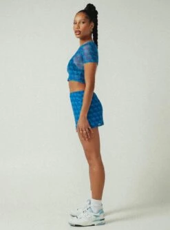 JGR & STN Cassie Micro Skirt Blue -Princess Polly Sales Store 2 modelinfo model us4 c40698b9 ce15 4bee 8486 637156e3aace