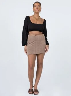 Princess Polly Maisie Mini Skirt Brown -Princess Polly Sales Store 2O0A7166