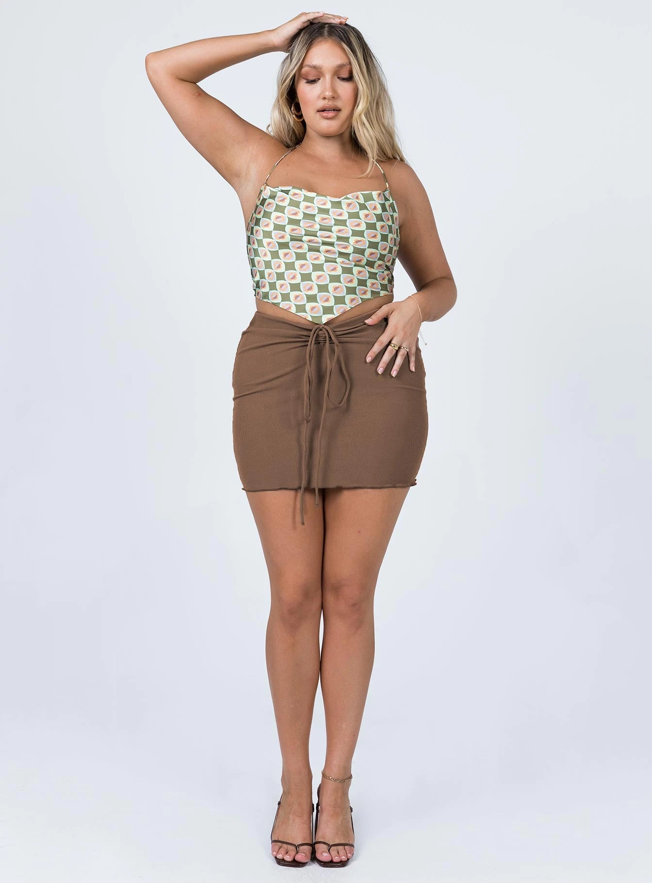Princess Polly Leandra Mini Skirt Brown 2 Princess Polly Leandra Mini Skirt Brown - Image 2