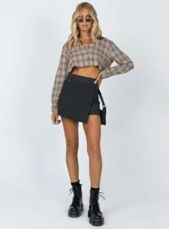 Princess Polly Everly Pinstripe Skort Black