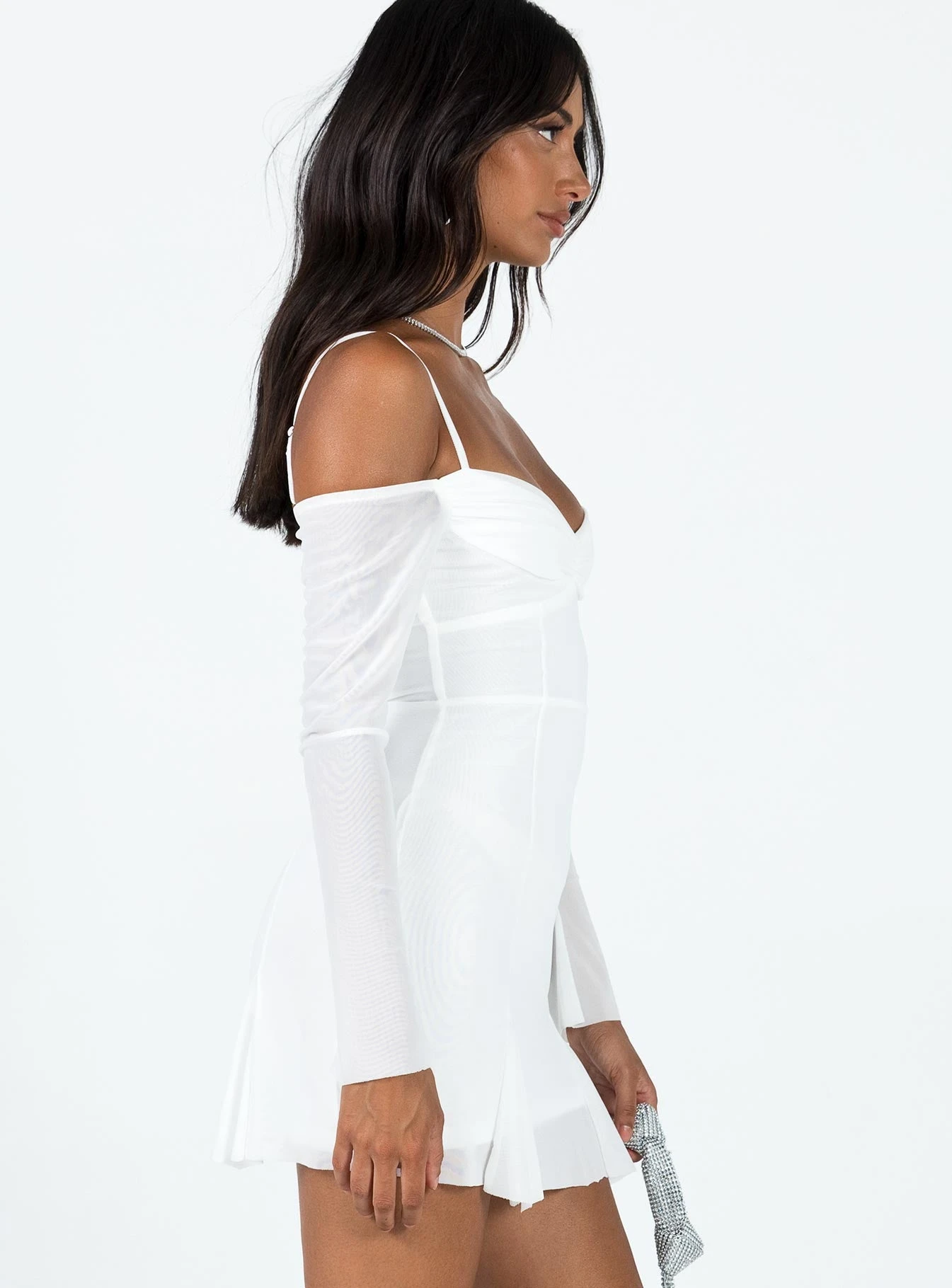 Viva Long Sleeve Mini Dress White 4 Viva Long Sleeve Mini Dress White - Image 4