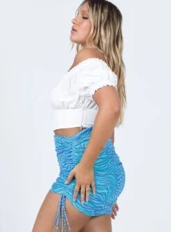 Princess Polly Cinzia Mini Skirt Blue -Princess Polly Sales Store 3 modelinfo Jasmine US8 dc91e4b0 6768 43b9 82fe 6debdf0c4f47