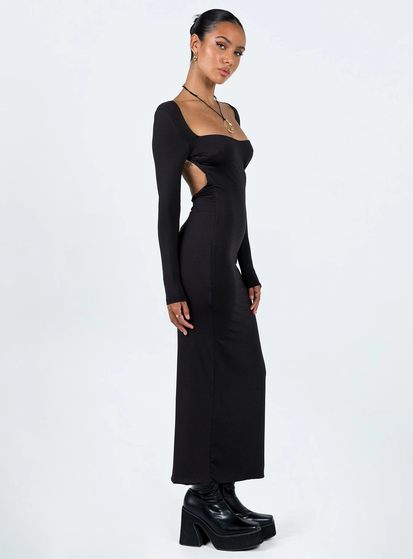 Dorado Long Sleeve Midi Dress Black 4 Dorado Long Sleeve Midi Dress Black - Image 4