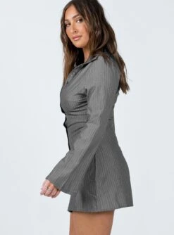 Princess Polly Anni Pin Stripe Mini Dress Grey -Princess Polly Sales Store 3 modelinfo mikayla us6 b2fd3888 e5a3 4bdd b604 350320094d0f