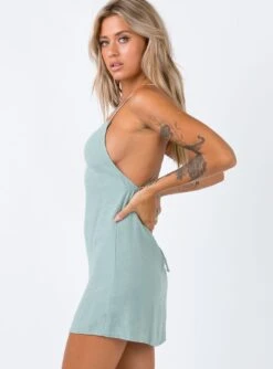 Princess Polly Sinclair Mini Dress Sage 8 Princess Polly Sinclair Mini Dress Sage -Princess Polly Sales Store 3 138 25