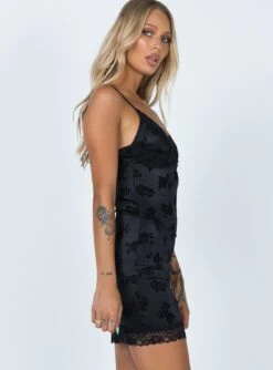 Motel Coti Mini Dress Black Rose Flock -Princess Polly Sales Store 3 63adc073 0ec3 43fa 9875 54c29f8bdeb5