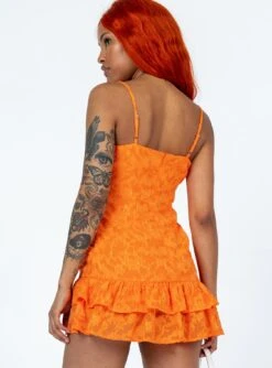 Princess Polly Molina Mini Dress Orange Texture -Princess Polly Sales Store 4 modelinfo Chlo us4 927c576d fe20 42f5 be11 82a8b9a1487d