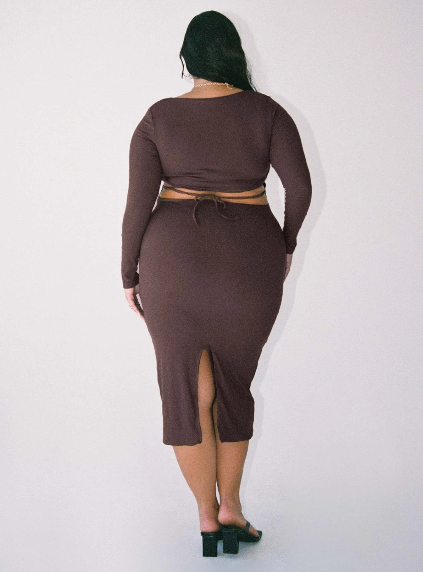 Nolan Midi Dress Brown Curve 4 Nolan Midi Dress Brown Curve - Image 4