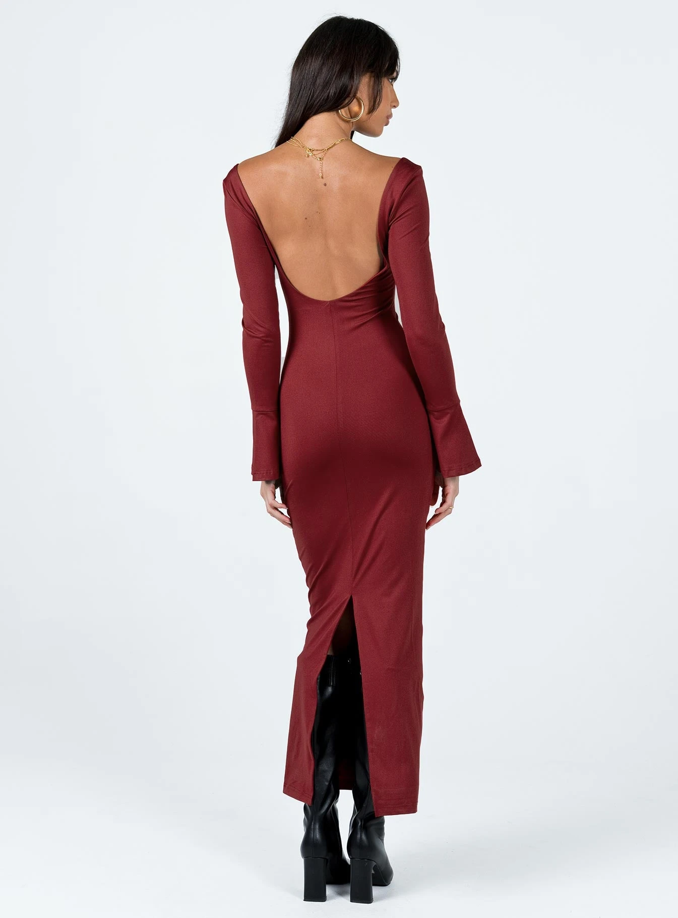 Princess Polly Belfa Long Sleeve Maxi Dress Burgundy 5 Princess Polly Belfa Long Sleeve Maxi Dress Burgundy - Image 5