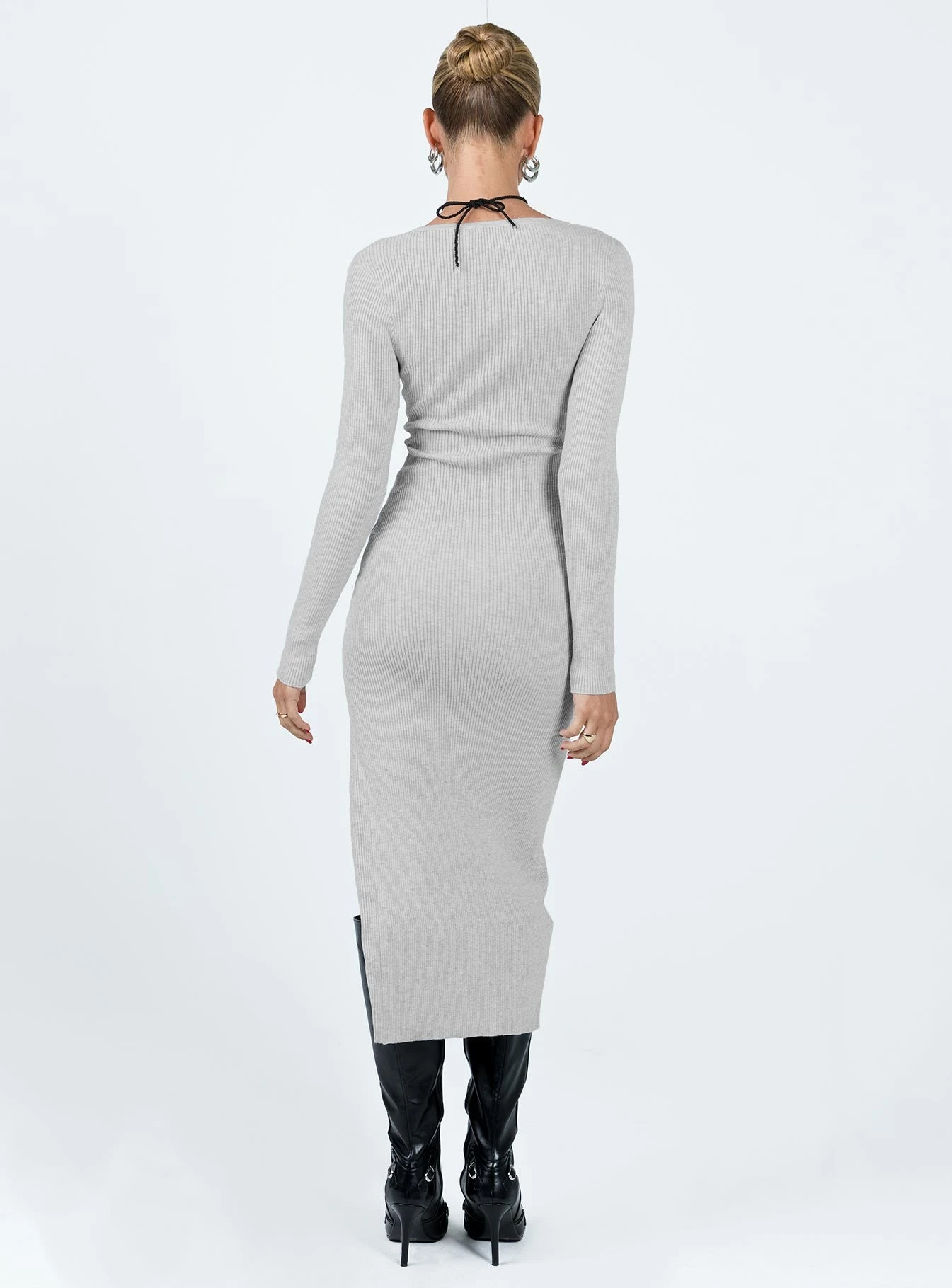 Fitro Long Sleeve Maxi Dress Grey 4 Fitro Long Sleeve Maxi Dress Grey - Image 4