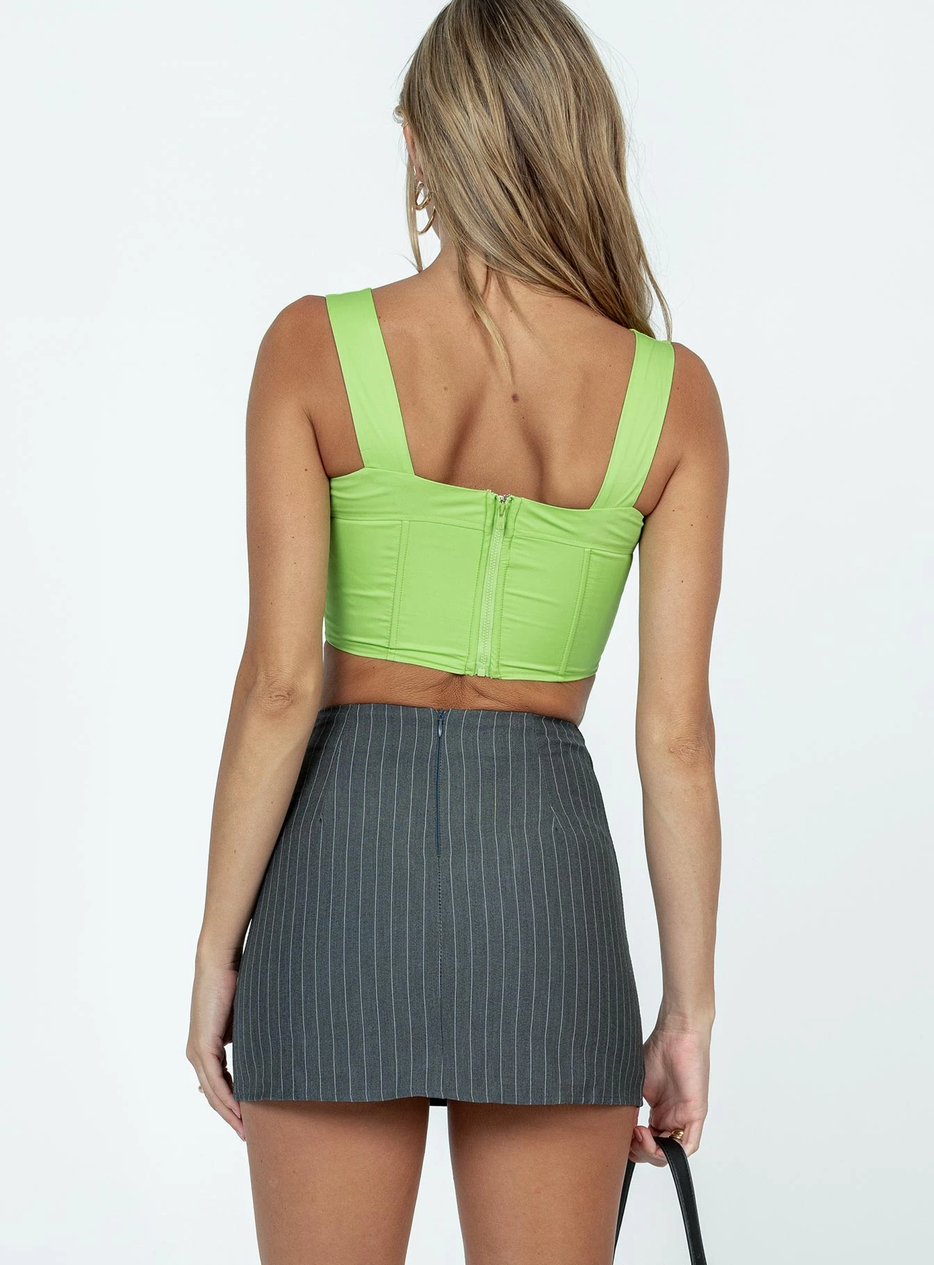 Princess Polly Selby Mini Skirt Slate Pinstripe 5 Princess Polly Selby Mini Skirt Slate Pinstripe - Image 5